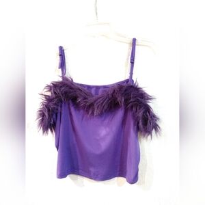 Shein Curve Faux Fur CROP CROPPED Top Sleeveless Purple Size 4X, Chest 50"